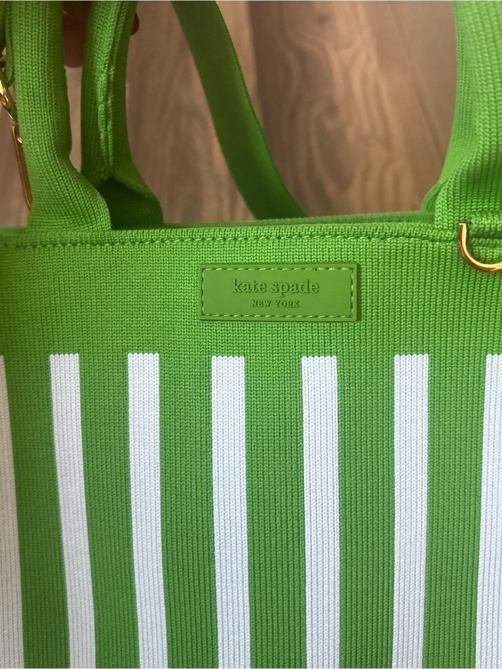 Kate Spade x Target Bright Green and White Striped Canvas Tote